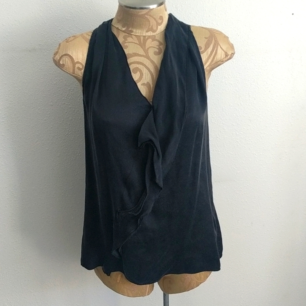 100% silk black top